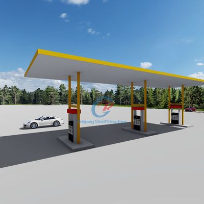 Cuaca Tahan Prefab Metal Canopy Customized Prefabrikasi Bangunan Kerangka Baja