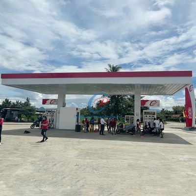 tahan lama Custom Baja Canopy Metal Atap Untuk Stasiun Bahan Bakar