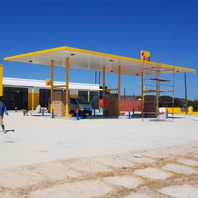 Struktur baja hemat energi Stasiun bensin, gudang kanopi logam industri