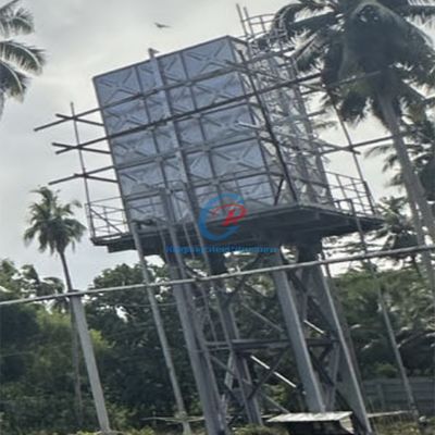 Tangki air baja galvanis yang telah dirakit sebelumnya Instalasi cepat Struktur baja Menara air