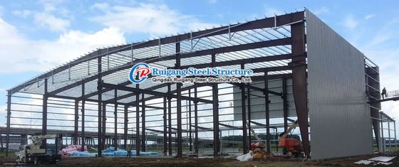 Q355B Bangunan Baja Prefabrikasi / Konstruksi Bangunan Logam Dengan Sistem Tembok Atap