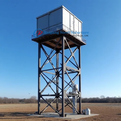 Galvanisasi Baja HDG Tangki Air Dengan Tangki Air Menara Baja Stand Desain Model 3D Teknis Industri