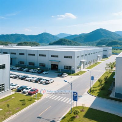 Gudang Struktur Baja Kustom Tahan Angin Tinggi Umur Pakai 50+ Tahun